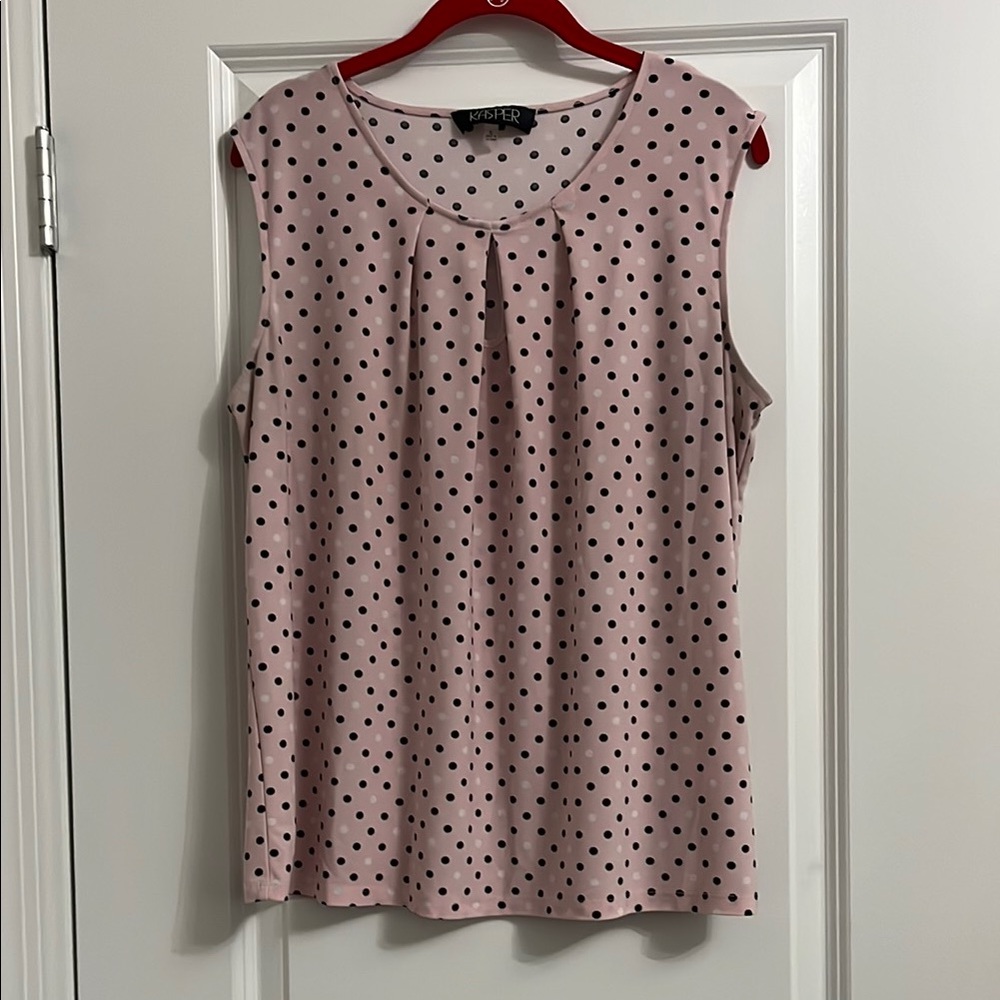 Kasper Pink Sleeveless Pleated Blouse